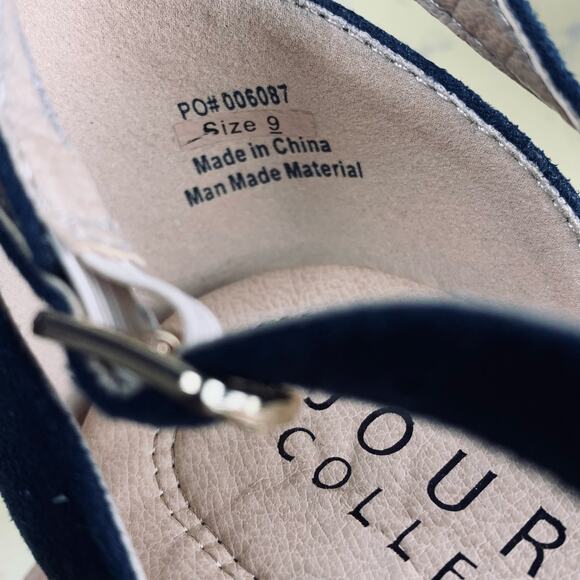 Journee Collection Foster Navy Faux Suede Block Heel Sandal Pump- Size 9 NWOT - Picture 9 of 10